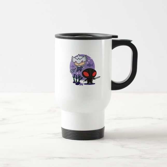 Mug De Voyage Aquaman | Chibi Orm & Black Manta Graphisme sous-m (Droite)