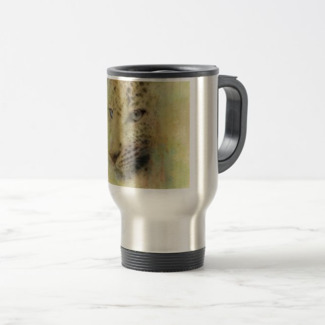 Mug De Voyage  Aquarelle africaine de la faune léopard (Devant droit)