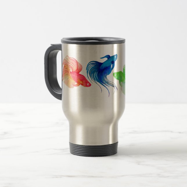Mug De Voyage Aquarelle Bêta bleue (Devant gauche)