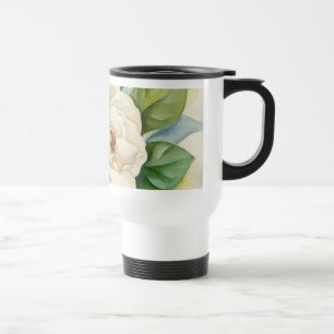 Mug De Voyage Aquarelle florale Magnolia blanche Fleurs Nom