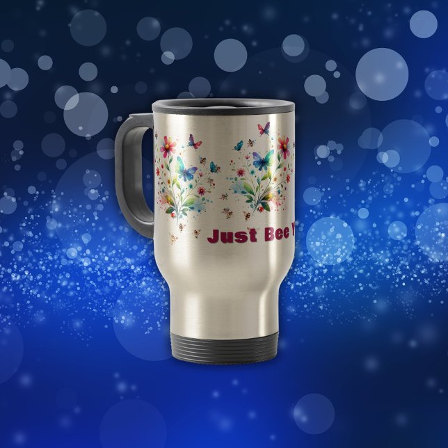 Mug De Voyage Aquarelle florale simple Abeille (Créateur téléchargé)
