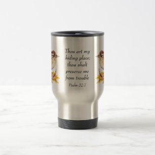 Mug De Voyage Aquarelle mignonne Oiseau Wren Bible Écriture Ps 3