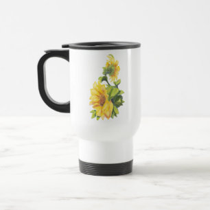 Mug De Voyage Aquarelle originale Jardin de tournesol Floral