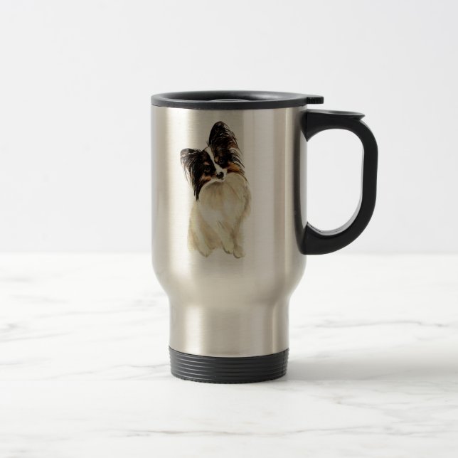 Mug De Voyage Aquarelle Papillon Chien Animal de compagnie migno (Droit)