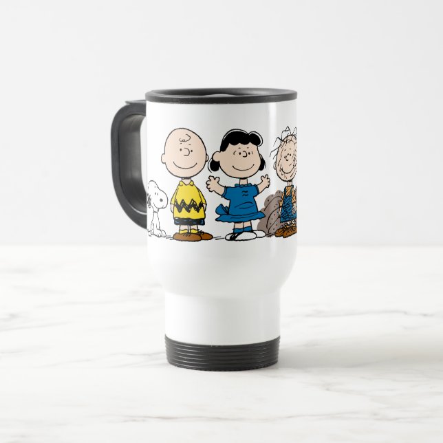 Mug De Voyage Arachides amis dans une rangée (Devant gauche)