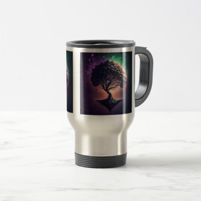 Mug De Voyage Arbre dans l'espace Voyage/Mug de navette, 15 oz (Devant droit)