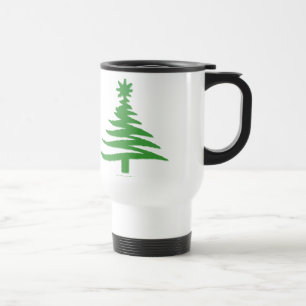 Mug De Voyage Arbre de Noël Moderne Pochoir Imprimé Vert