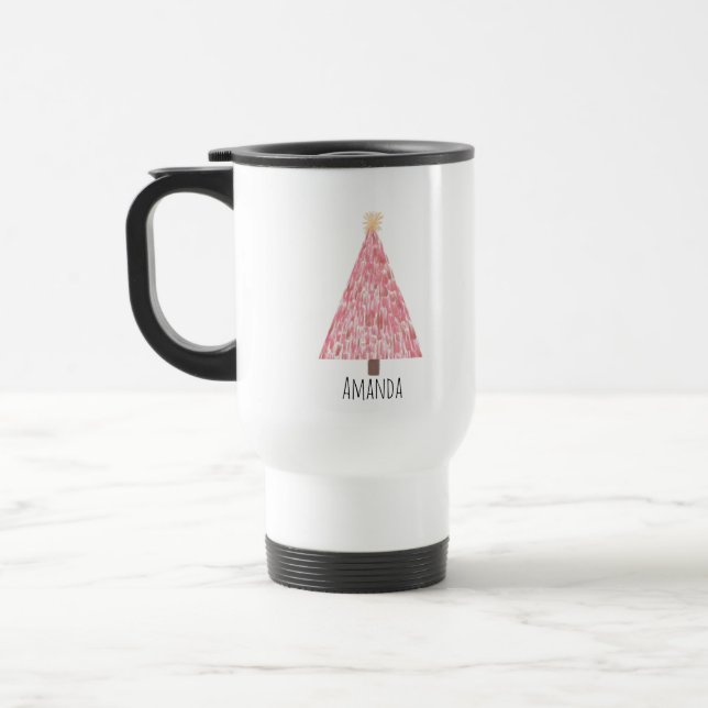 Mug De Voyage Arbre de Noël rose moderne (Gauche)
