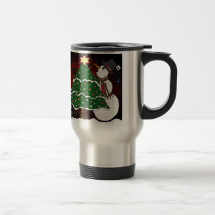 Mug De Voyage Arbre de Noël Snowman Surprise Art Imprimer