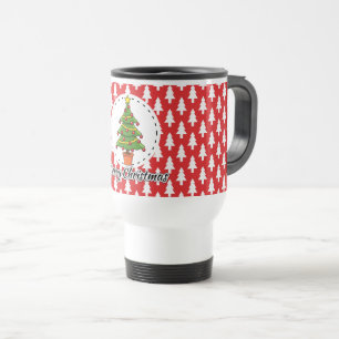 Mug De Voyage Arbre de Noël sur le Motif des pins rouges - Joyeu