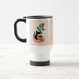 Mug De Voyage Arbre figuier chat drôle Plantes en pot Dessinés à