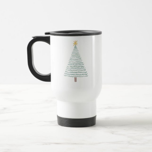 Mug De Voyage Arbre vert moderne de Noël (Gauche)