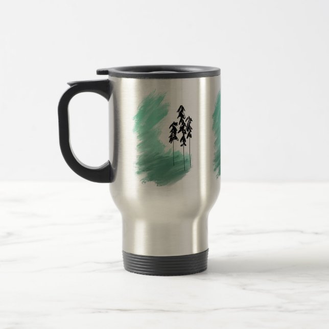 Mug De Voyage Arbre vert scandinave art simple menthe moderne (Gauche)