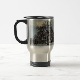 Mug De Voyage Arbres, aux feuilles oranges, dans la neige