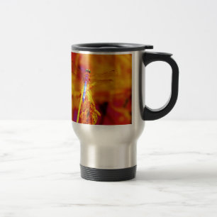 Mug De Voyage Arc-en-ciel libellule sur ambre et fuschie