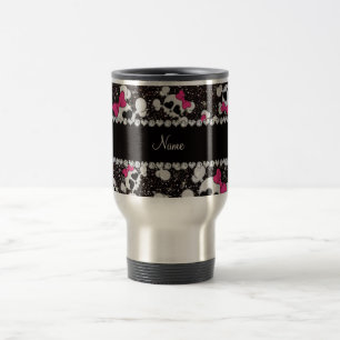 Mug De Voyage Arcs nommés personnalisés de rose de crânes de