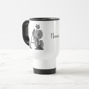 Mug De Voyage Argent Peony Elegant Monogramme Initiale Un Nom