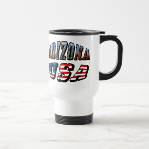 Mug De Voyage Arizona Picture et USA Flag Text