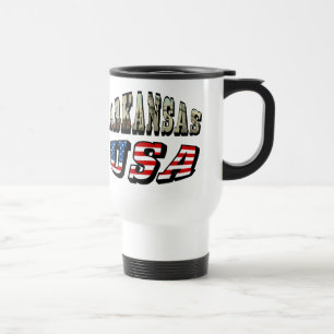 Mug De Voyage Arkansas Picture et USA Flag Text