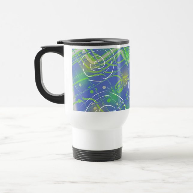 Mug De Voyage Art abstrait de gribouillis bleu (Gauche)