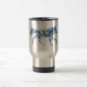 Mug De Voyage Art abstrait de loup : Illustration géométrique d'
