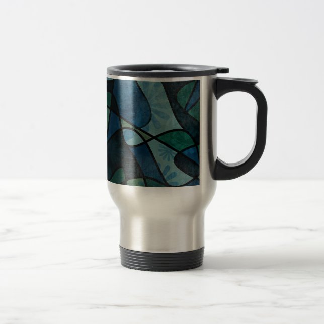 Mug De Voyage Art abstrait de verre teinté numérique sarcelle bl (Droit)