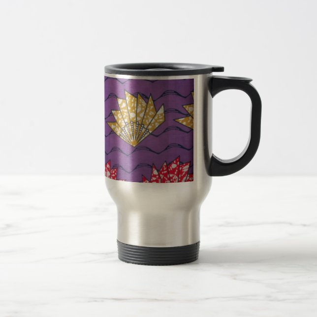 Mug De Voyage Art africain Abstrait : Vagues de passion violette (Droit)