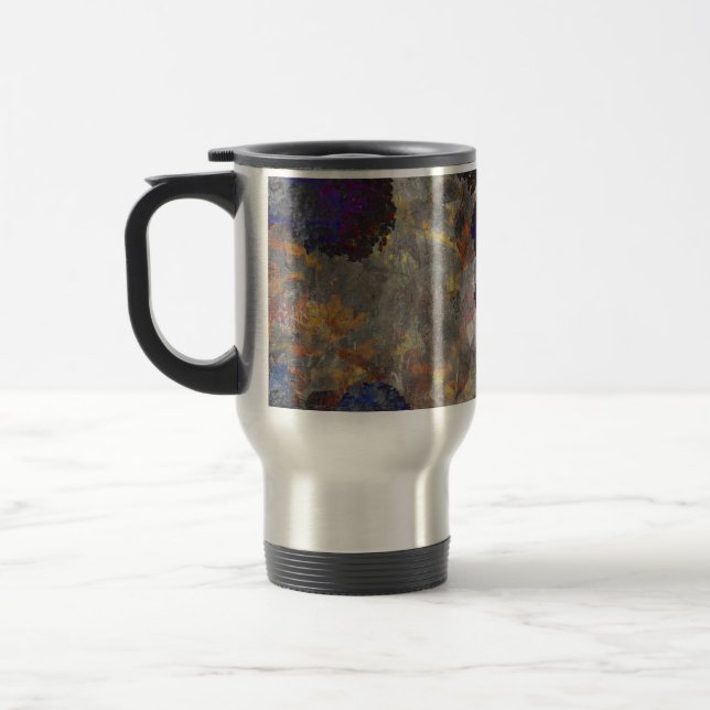 Mug De Voyage Art arrière - plan numérique de fleurs / motif de  (Gauche)
