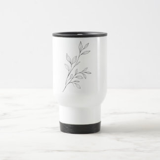 Mug De Voyage Art botanique minimaliste en ligne noire
