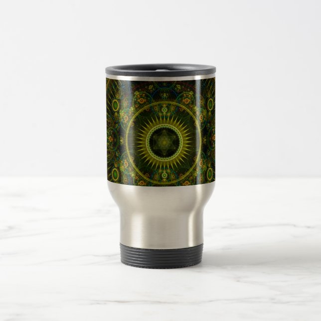 Mug De Voyage Art de fractale "de roue de Magick de Metatron" - (Centre)