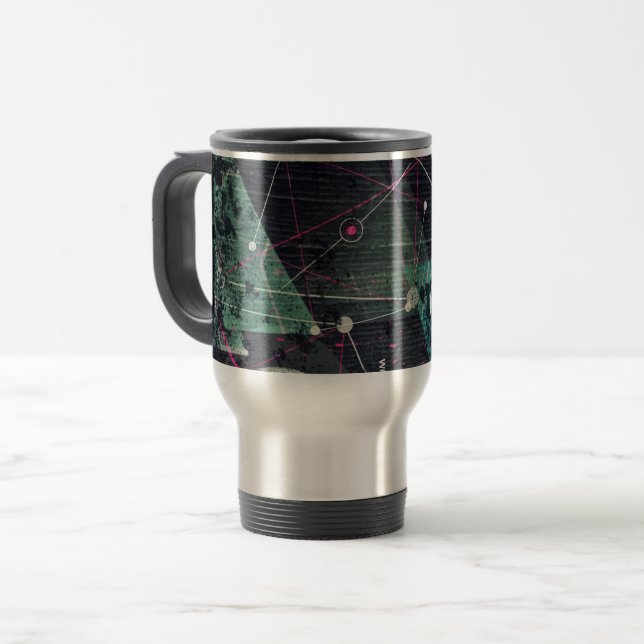 Mug De Voyage Art de graffiti numérique abstrait géométrique coo (Devant gauche)