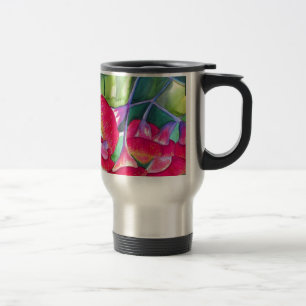 Mug De Voyage Art de l'aquarelle australienne à fleurs rouges