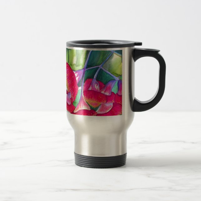 Mug De Voyage Art de l'aquarelle australienne à fleurs rouges (Droit)