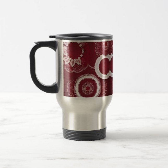 Mug De Voyage Art de l'IA florale rouge foncé (Gauche)