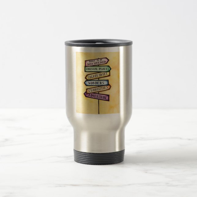 Mug De Voyage Art de voyage de plaque de rue d'aventure (Centre)