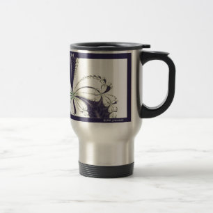 Mug De Voyage Art floral fractal d'orchidée noire