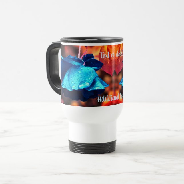Mug De Voyage Art Floral Rose bleu personnalisé (Devant gauche)