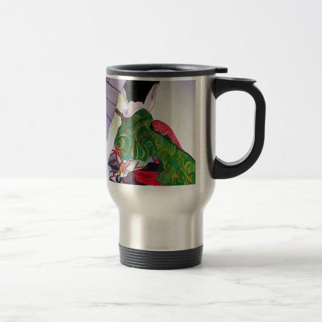 Mug De Voyage Art japonais Geisha avec kimono et parapluie (Droit)