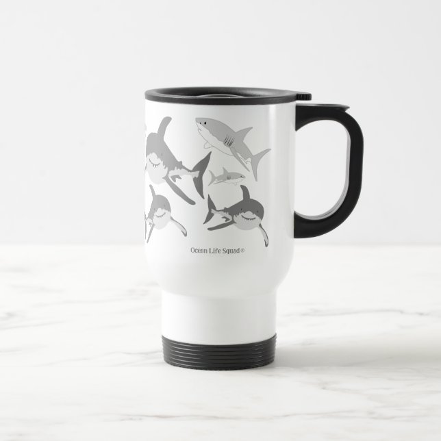 Mug De Voyage Art joyeux des requins marins (Droite)