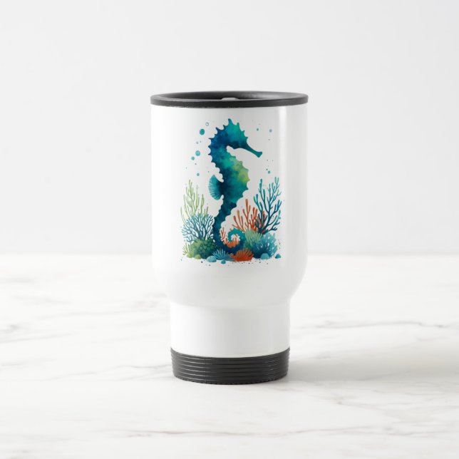 Mug De Voyage art marin/de plage/côtier hippique (Centre)