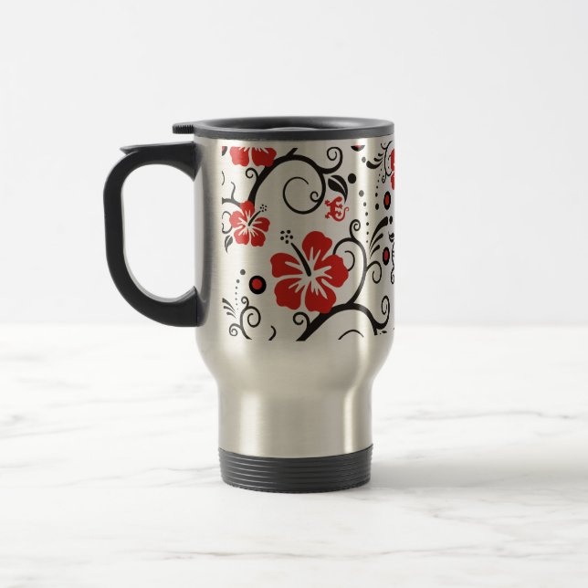 Mug De Voyage ART motif - décoration hibiscus (Gauche)
