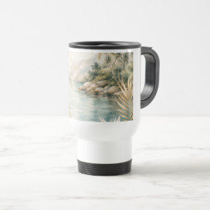 Mug De Voyage Art mural aquarelle tropical luxueux côtier