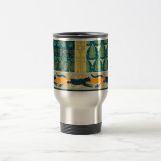 Mug De Voyage Art Nouveau Cats and Flowers