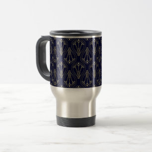 Mug De Voyage Art Nouveau Marine Bleu et or