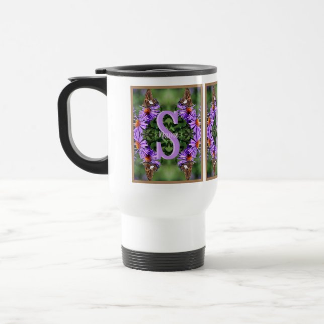 Mug De Voyage Art papillon personnalisé avec monogramme initial  (Gauche)