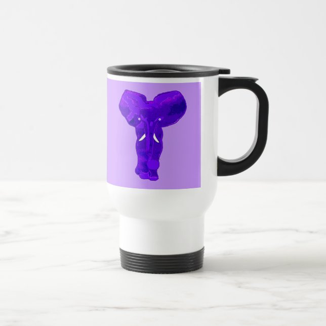 Mug De Voyage Art pourpre d'éléphant sur des T-shirts, vêtements (Droite)