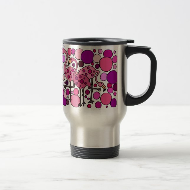 Mug De Voyage Art rose et pourpre de Flamant rose (Droit)