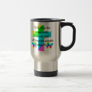 MUG DE VOYAGE ASSEZ CROIX ET PLANCHER MATTHEW 19:26 CONCEPTION