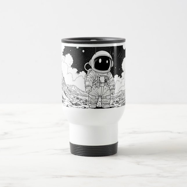 Mug de voyage Astronaute, Art cosmique de bande de (Centre)