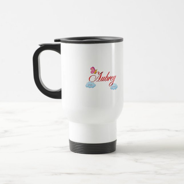 Mug De Voyage Aubrey avec papillon et nuages (Gauche)